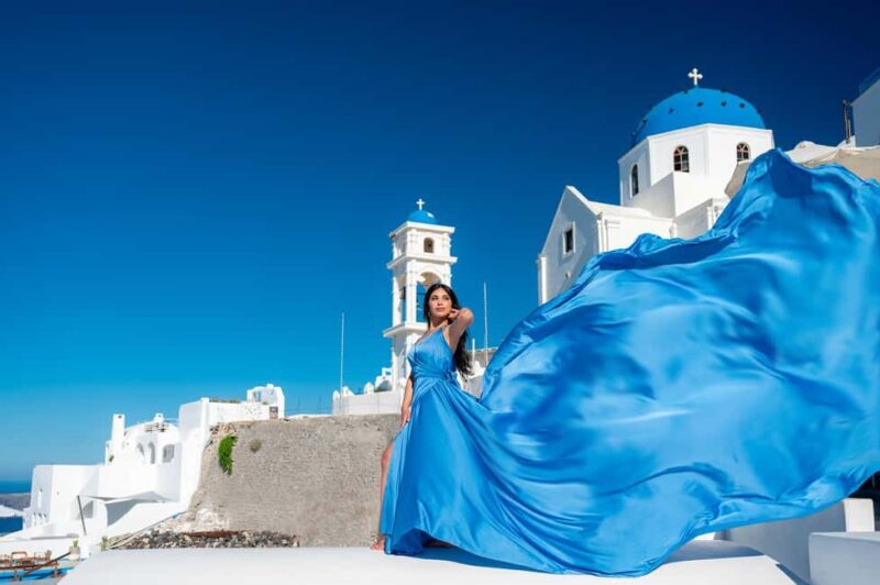 Proffessional Flying Dress Photoshoot with 50 edited photos - The Itinerary: Exploring Santorini’s Photogenic Corners