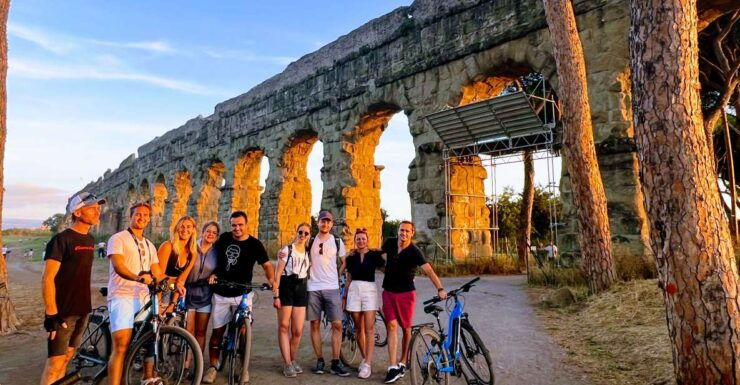 Rome: Appian Way & Catacomb Sunset E-Bike Tour With Aperitif - Itinerary