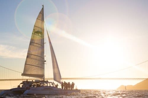 San Francisco Luxury Catamaran Bay Sunset Cruise Experience - Alcatraz, Sausalito and the bridge from the water