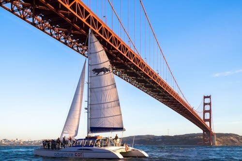 San Francisco Luxury Catamaran Bay Sunset Cruise Experience - Sunset light and the San Francisco skyline