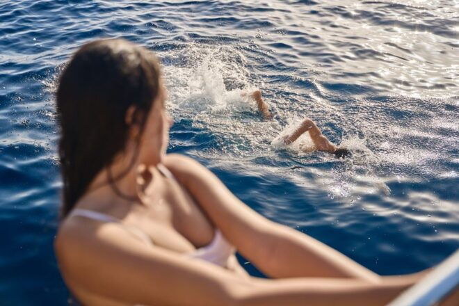 Santorini: Caldera Catamaran Cruise With Meal and Drinks - Swimming at Iconic Santorini Beaches
