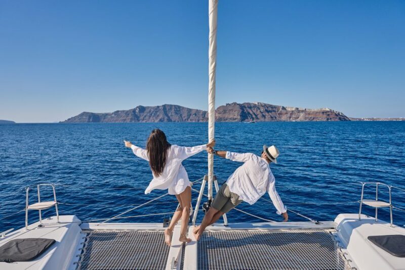 Santorini: Caldera Luxury Catamaran Cruise w/ Meal & Drinks - Frequently Asked Questions
