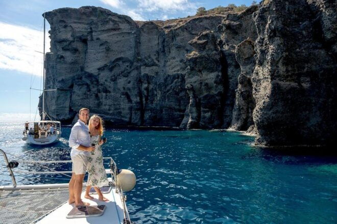 Santorini: Catamaran Cruise With BBQ and Drinks - Highlights