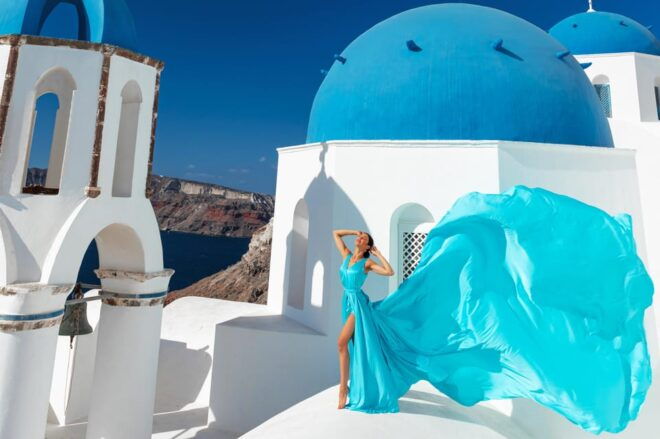 Santorini Flying Dress Photo - Photography Details