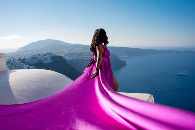 Santorini Flying Dress Photoshoot - Unique Locations in Santorini