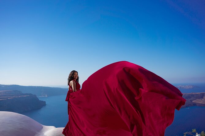 Santorini Flying Dress Photoshoot by Professionals - Pickup and End Points