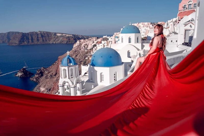 Santorini: Flying Dress Photoshoot Private Entry to Blue Dom - Practical Details and Tips