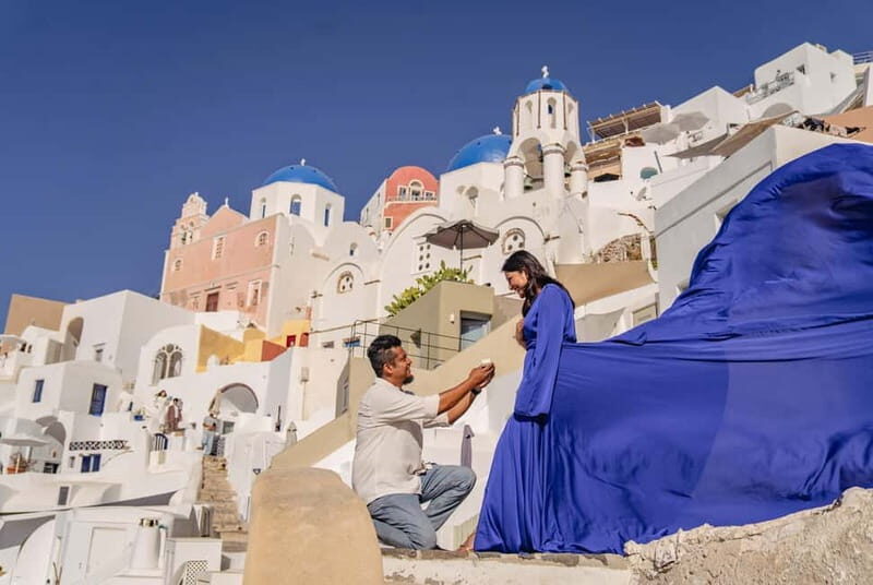 Santorini: Flying Dress Photoshoot Private Entry to Blue Dom - FAQs