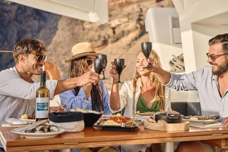 Santorini: Full Day Catamaran Cruise with BBQ & Drinks - Visiting Volcano and Snorkeling  