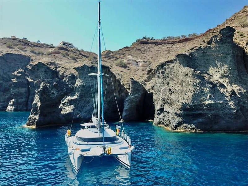 Santorini: Full-Day Catamaran Cruise, with Food|Drinks - Comfort and Safety Onboard