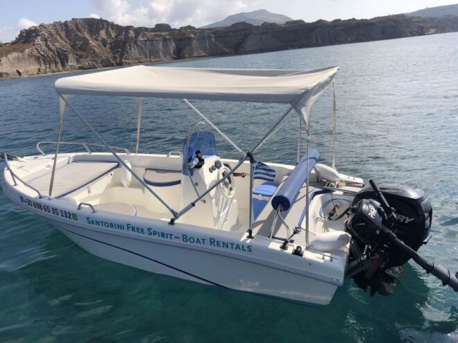 Santorini: License-Free Boat Rental With Ice, Water, & Fruit - Full Description of Santorini