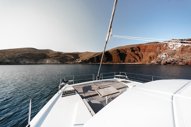 Santorini Luxury Catamaran Private Cruise - Private Catamaran With Stylish Sitting Areas