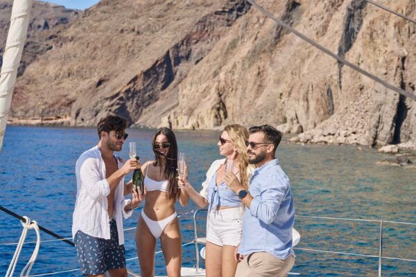 Santorini Oia: Caldera Catamaran Cruise With Meal & Drinks - Common Questions