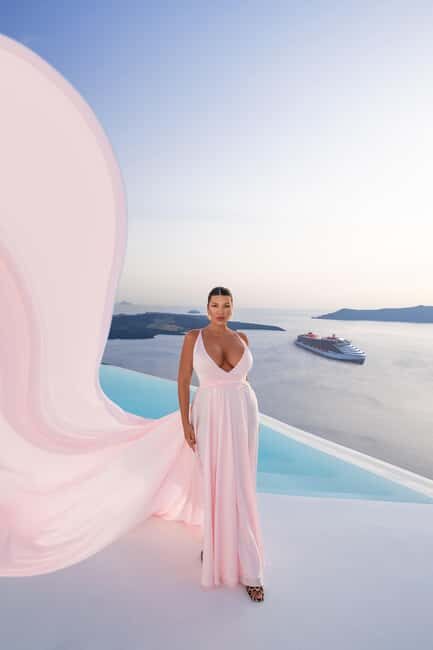 Santorini: Oia Flying Dress Photoshoot by SokoLOVE - Capturing the Moment: Beyond Photos