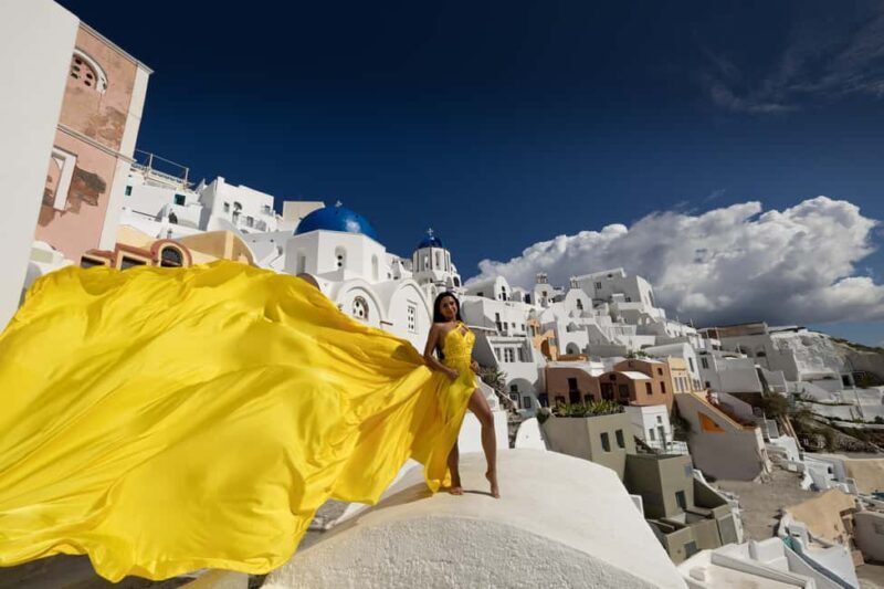 Santorini: Private Flying Dress Photoshoot at Blue Domes - Good To Know