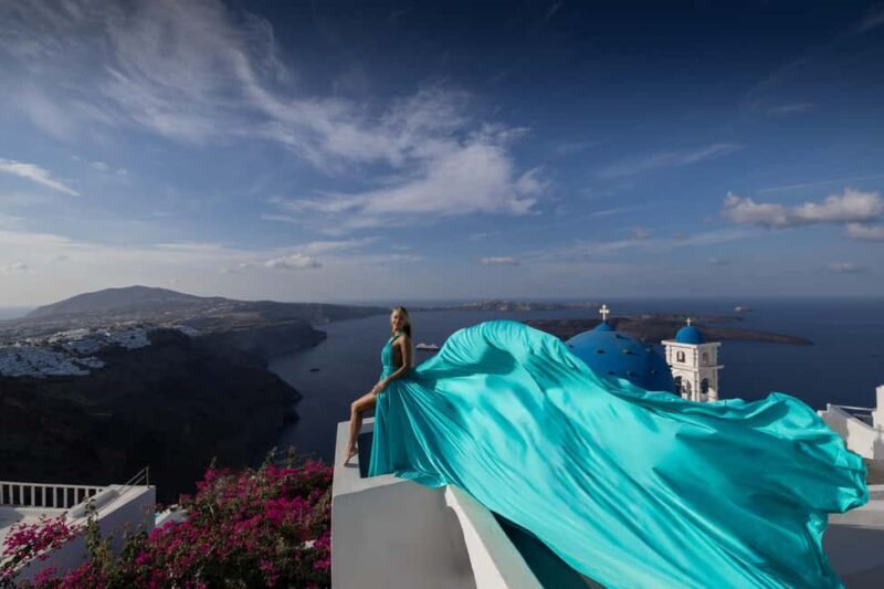 Santorini: Private Flying Dress Photoshoot at Blue Domes - The Sum Up
