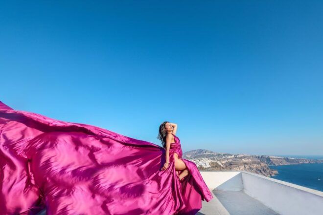 Santorini: Private Flying Dress Photoshoot With Dress Rental - Inclusions