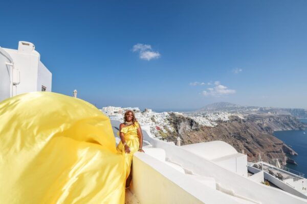 Santorini: Private Flying Dress Photoshoot With Dress Rental - Directions