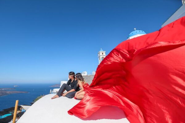 Santorini: Private Flying Dress Photoshoot With Dress Rental - The Sum Up