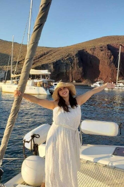 Santorini: Private Luxury Catamaran Cruise With Greek Meal - Pricing and Duration