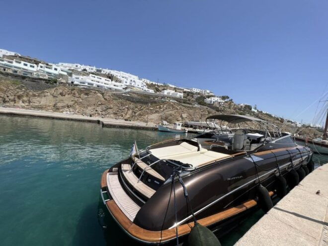 Santorini: Private Riva Yacht Cruise With Meal & Open Bar - Full Description of the Cruise