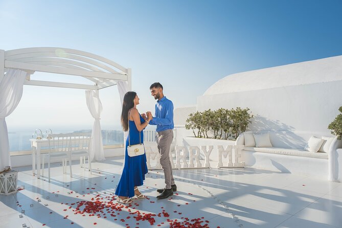 Santorini Proposal Photo Shoot With Rose Petals - Proposal Photo Shoot Details