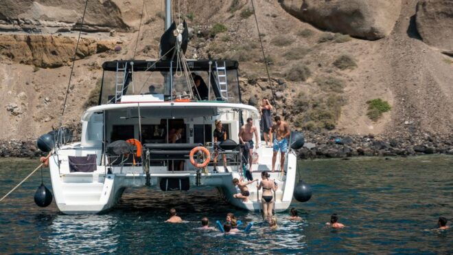 Santorini: Sailing Catamaran Yacht Cruise With Food & Drinks - Restrictions