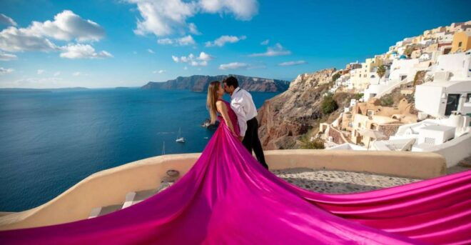 Santorini: Unique Flying Dress Photoshoot With Drone! - Experience Highlights