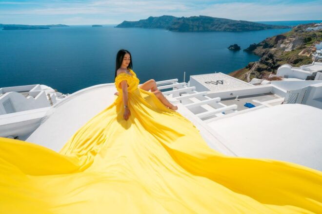 Santorini: Unique Flying Dress Photoshoot With Drone! - Booking Information