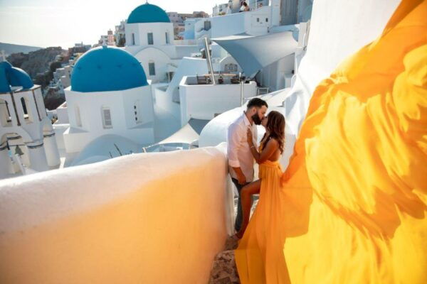 Santorini: Unique Flying Dress Photoshoot With Drone! - Directions