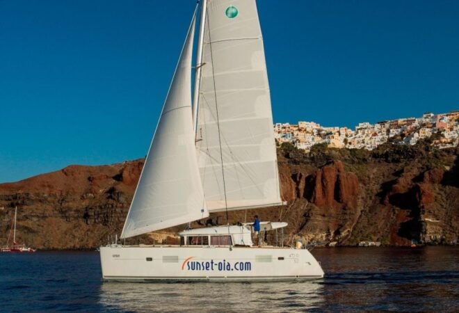 Santorini:Private Catamaran Tour With BBQ & Unlimited Drinks - Full Tour Description