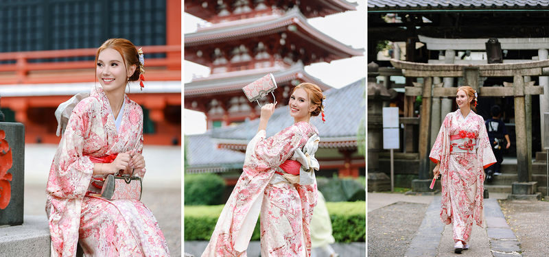 Senso-ji Kimono Photography and Kimono Rental: Choose from a variety of kimonos at a single flat rate, one-stop service, professional photography - Senso-ji through the camera lens