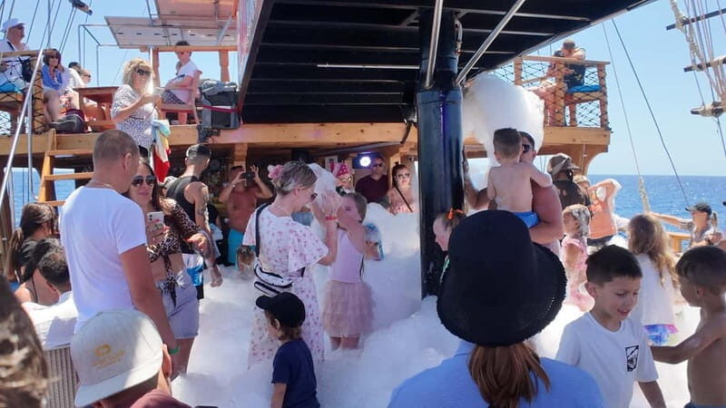Side: Dolphin Boat Tour With Lunch Foam party Swimming - FAQs