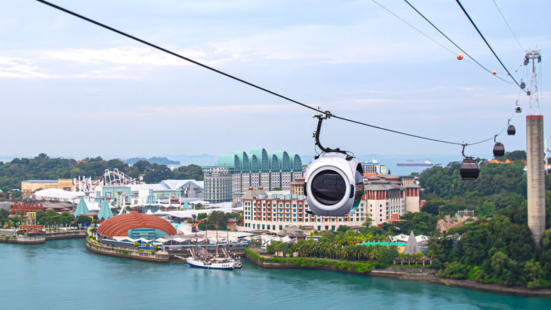 Singapore Cable Car SkyPass - The Mount Faber Line, from hilltop to island