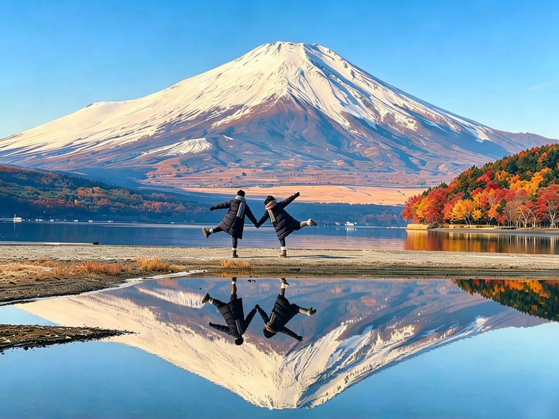 Six Must-Visit Photo Spots for Mount Fuji + Flower Viewing: Lake Yamanaka for Mount Fuji Reflection & Hikawa Clock Shop & Lawson Convenience Store & Arakurayama Sengen Park & Lake Kawaguchiko | Departing from Tokyo - The six-stop Fuji route at a glance