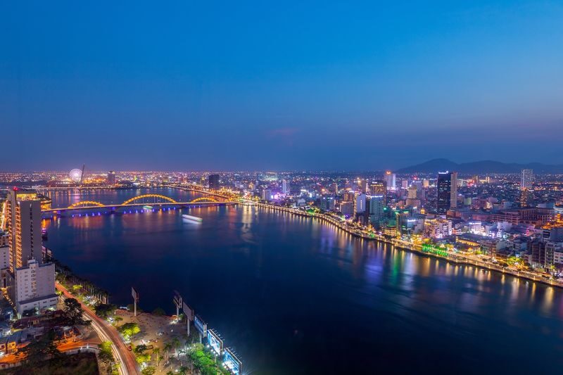Son Tra Peninsula Sunset & Han River Night Cruise - The Han River portion after dark