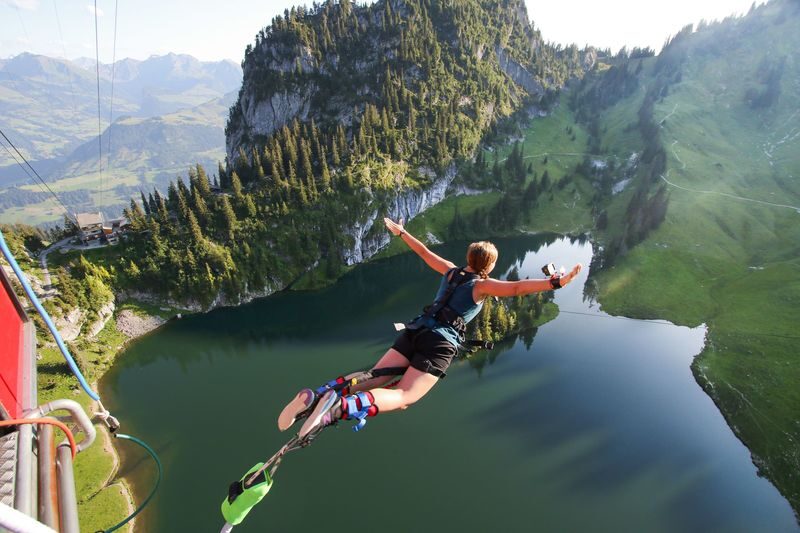 Stockhorn Bungee Jump from Interlaken - The Drop and the View Back Up