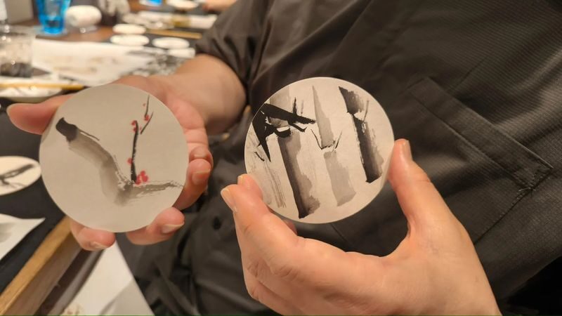 Sumi-e (Ink Painting) Experience in green tea shop, Tsukiji, Tokyo - A quiet art workshop above Tsukiji