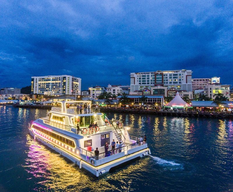 Sunset and City Night Dinner Cruise with Complimentary Drinks in Kota Kinabalu - Leaving the city behind at Sutera Marina
