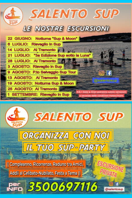 SUNSET SUP TOURS IN SALENTO - Important Information