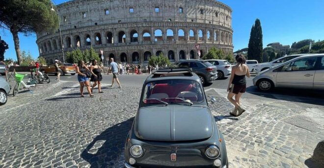 Sweet Life in a Fiat 500: Rome and Aperitif at the Colosseum - Scenic Panoramas of Rome
