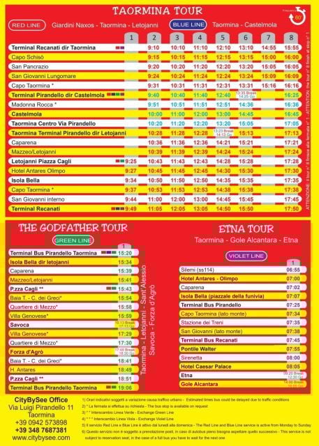 Taormina: Hop-On Hop-Off Green Line Godfather Bus Tour - Tour Inclusions