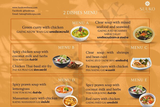 Thai Cooking Class 1.5 Hrs ( 2 Dishes Menu) - Meeting Point and Duration