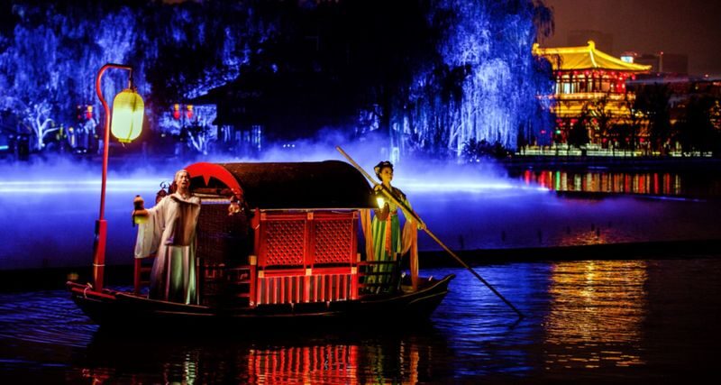 Tickets for the performance of "Dreaming of the Tang Dynasty" at the Giant Wild Goose Pagoda in Xian + Tickets for the Tang Paradise. - Timing the evening without a sprint