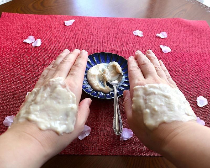 Tokyo Japanese Fermented Dessert Class: Sweet & Healthy Treats - A hand mask and a cup of sakura tea