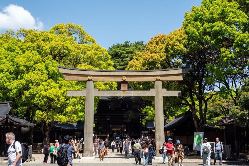 Tokyo: Meiji Shrine & Shinto Culture Walking Tour - Leaving Harajuku through the giant torii