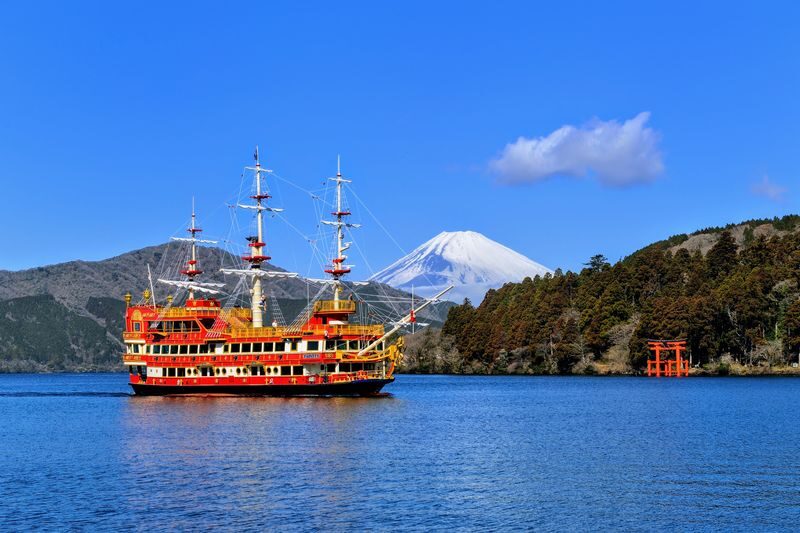Tokyo Mt Fuji 5th St & Hakone Cruise Bus Tour w/Bullet Train return option - Hakone Ropeway and Owakudani’s volcanic sights