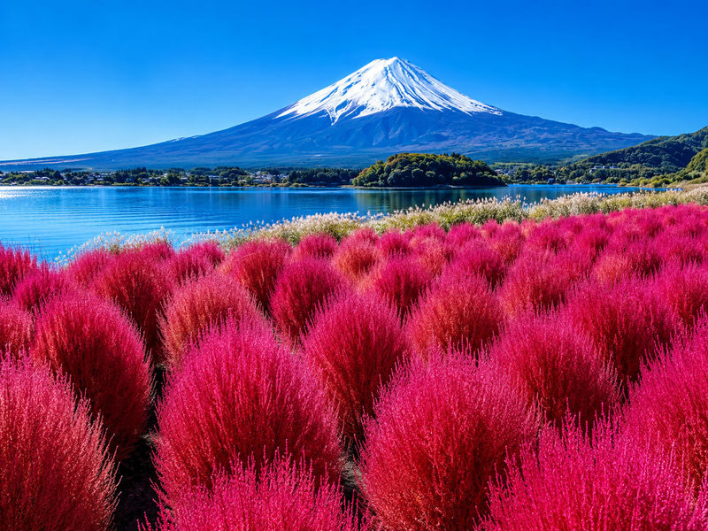 Tokyo: Mt. Fuji, Arakurayama Sengen Park, Oishi Park, Oshino Hakkai - Lake Kawaguchi: the broadest Fuji outlook