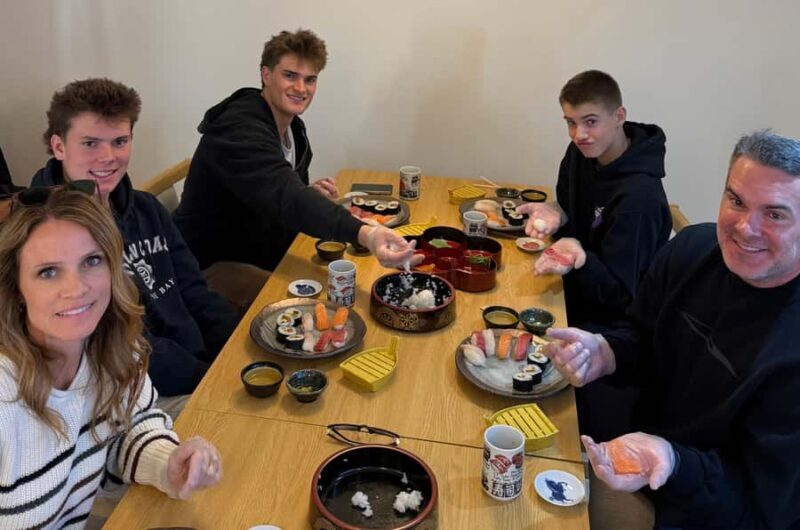 Tokyo Sushi Making Class : Sake Ceremony & Matcha Experience - The Playful Modern Twist: WASSHOI! Torch-fired Salmon Mayo Gunkan