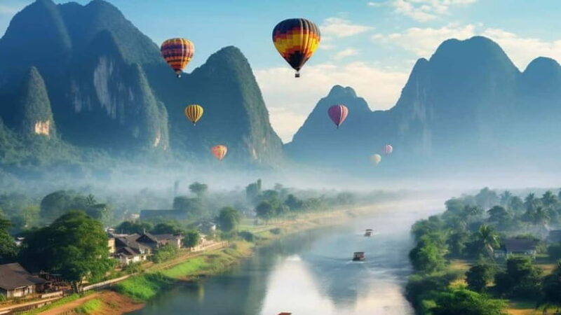 Vang vieng: Longtail boat&Hot Air Balloon&hotel pick-up - An All-Encompassing Adventure in Vang Vieng